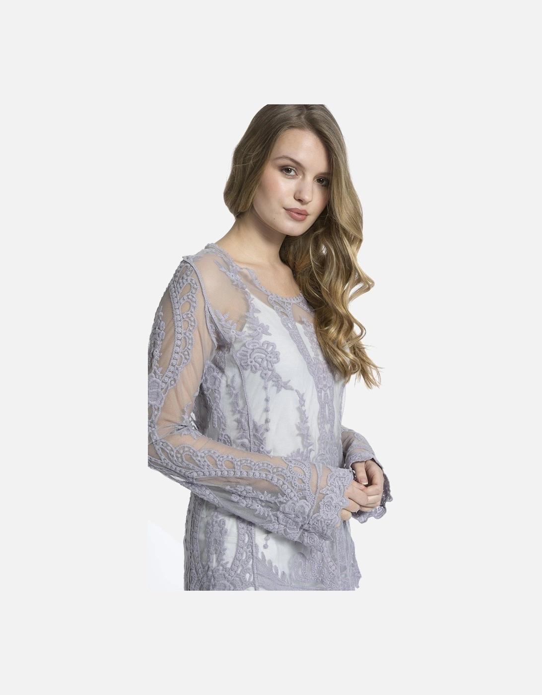 Grey Vintage Inspired Lace Long Sleeved Top