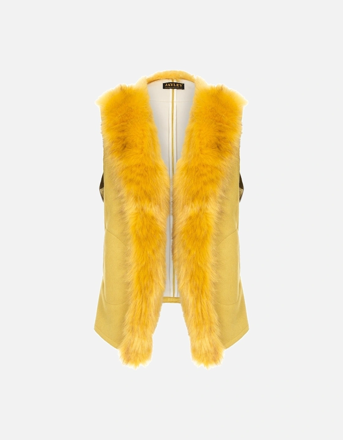 Yellow Faux Suede Faux Fur Gilet, 4 of 3
