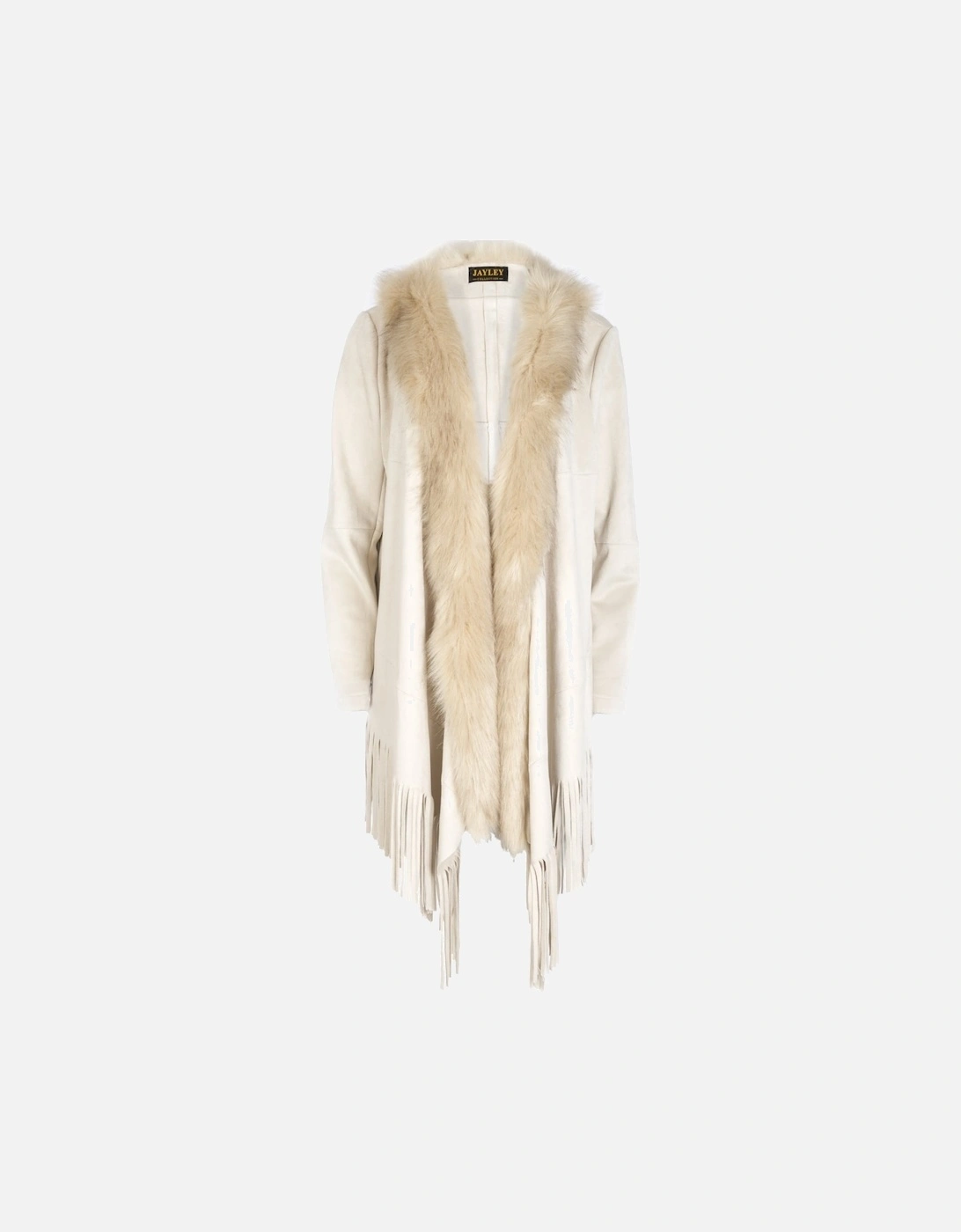 Cream Faux Suede Faux Fur Jacket, 5 of 4