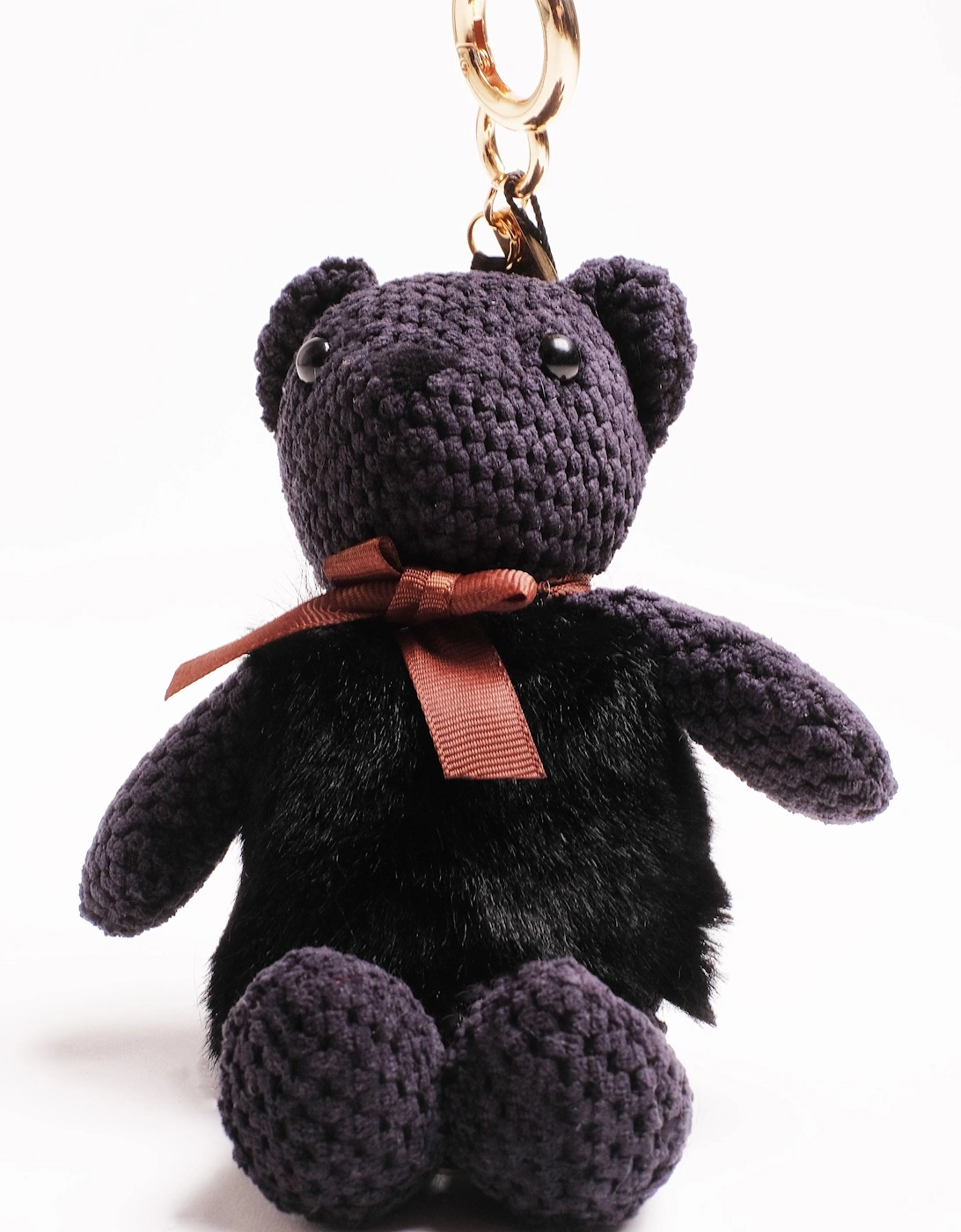 Black Faux Fur Teddy Bear, 3 of 2