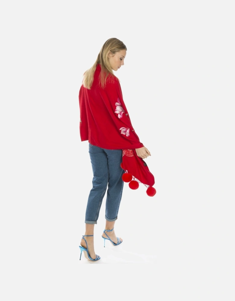 Red Cashmere Blended Wrap