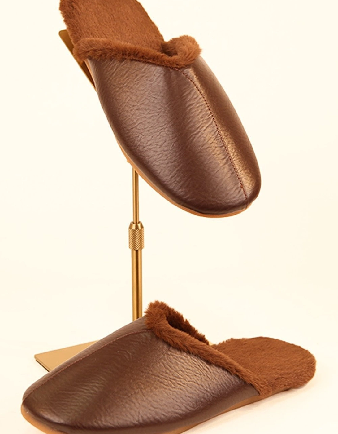 Chocolate Unisex Faux Fur Slippers, 2 of 1