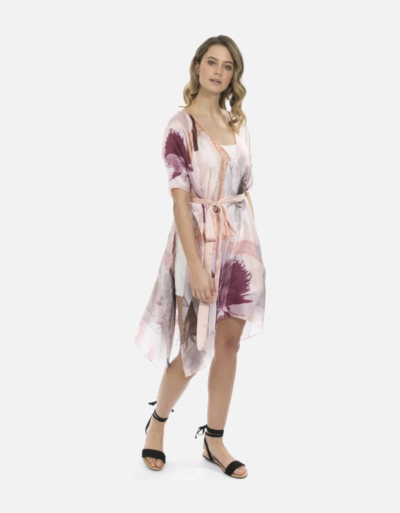 Pink Silk Blend Digital Print Kaftan