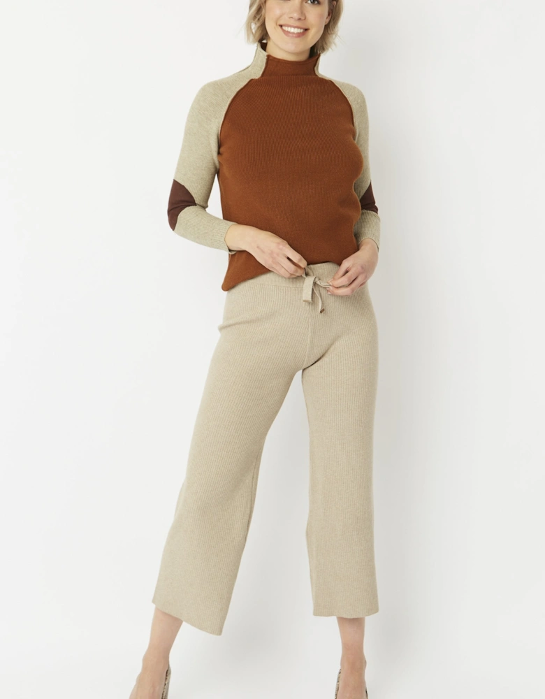 Mocha Knitted Wool Trousers