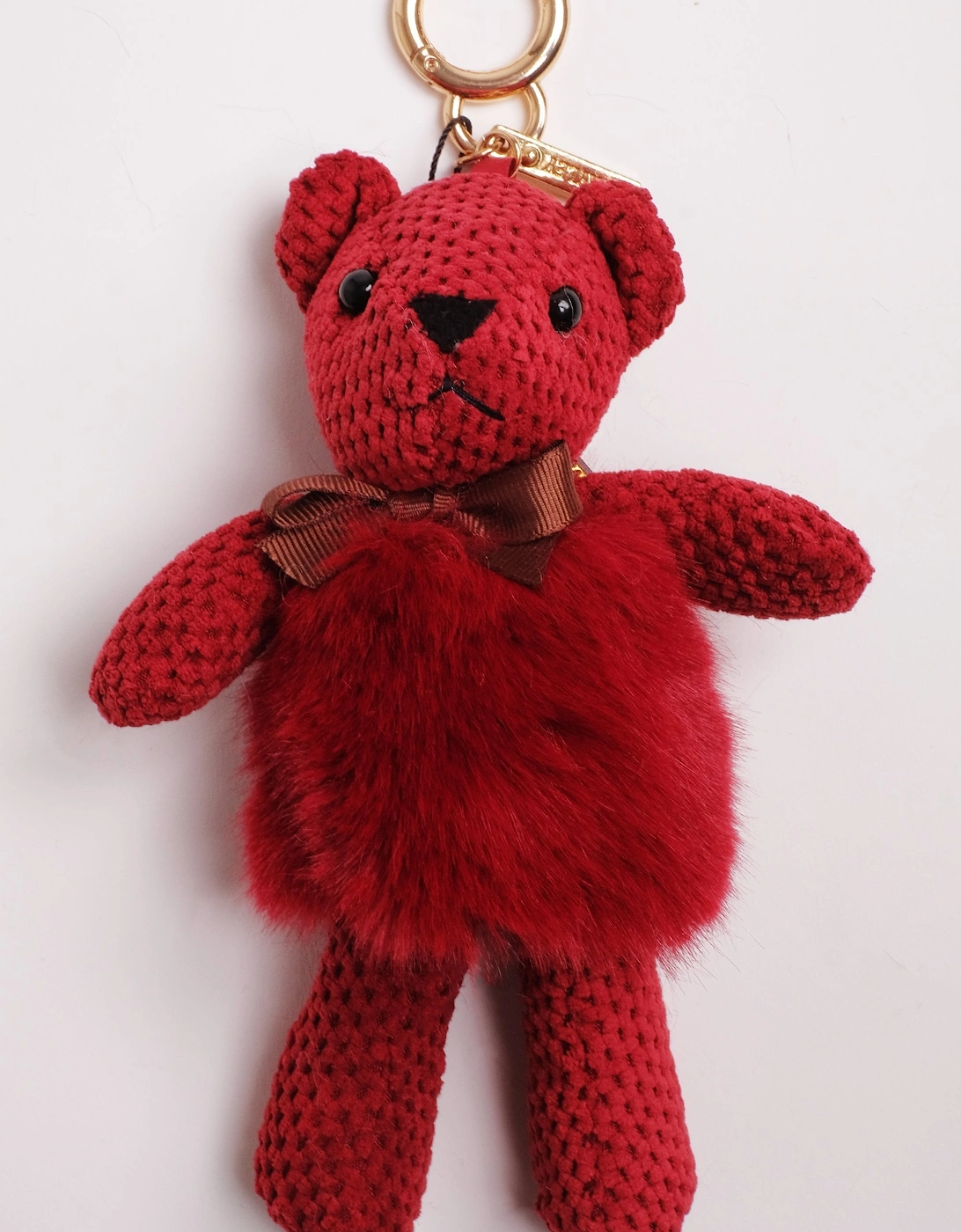 Red Faux Fur Teddy Bear