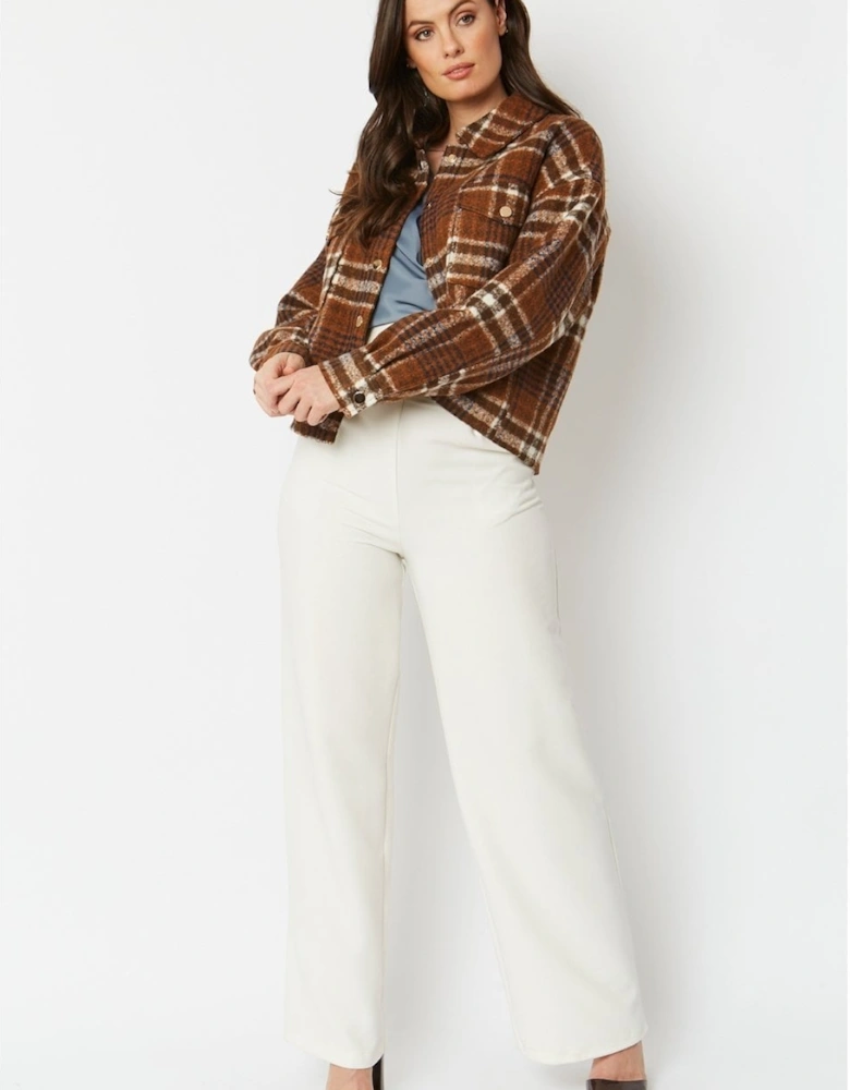 Chocolate Cropped Cashmere Blend Check Jacket