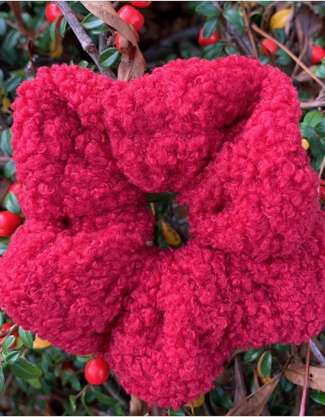 Red Tina Shearling Scrunchie, 2 of 1