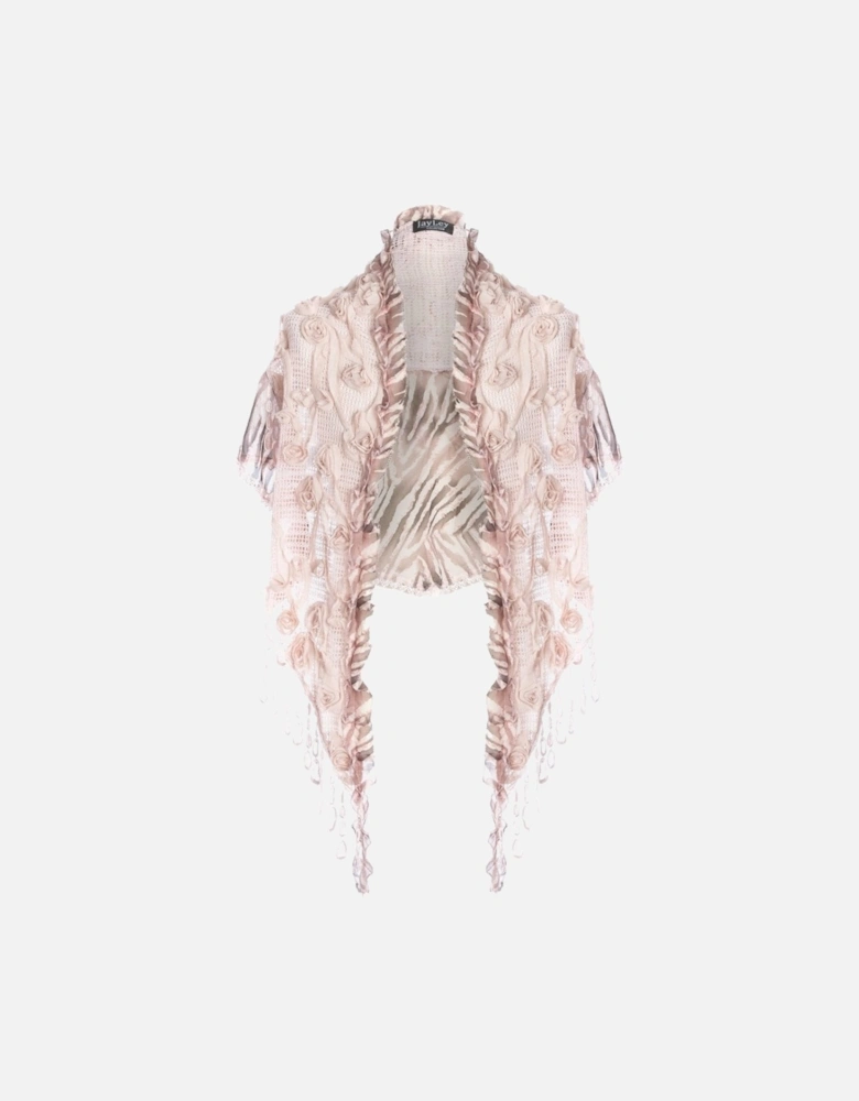 Pink Silk Chiffon and Vintage Inspired Lace Shawl