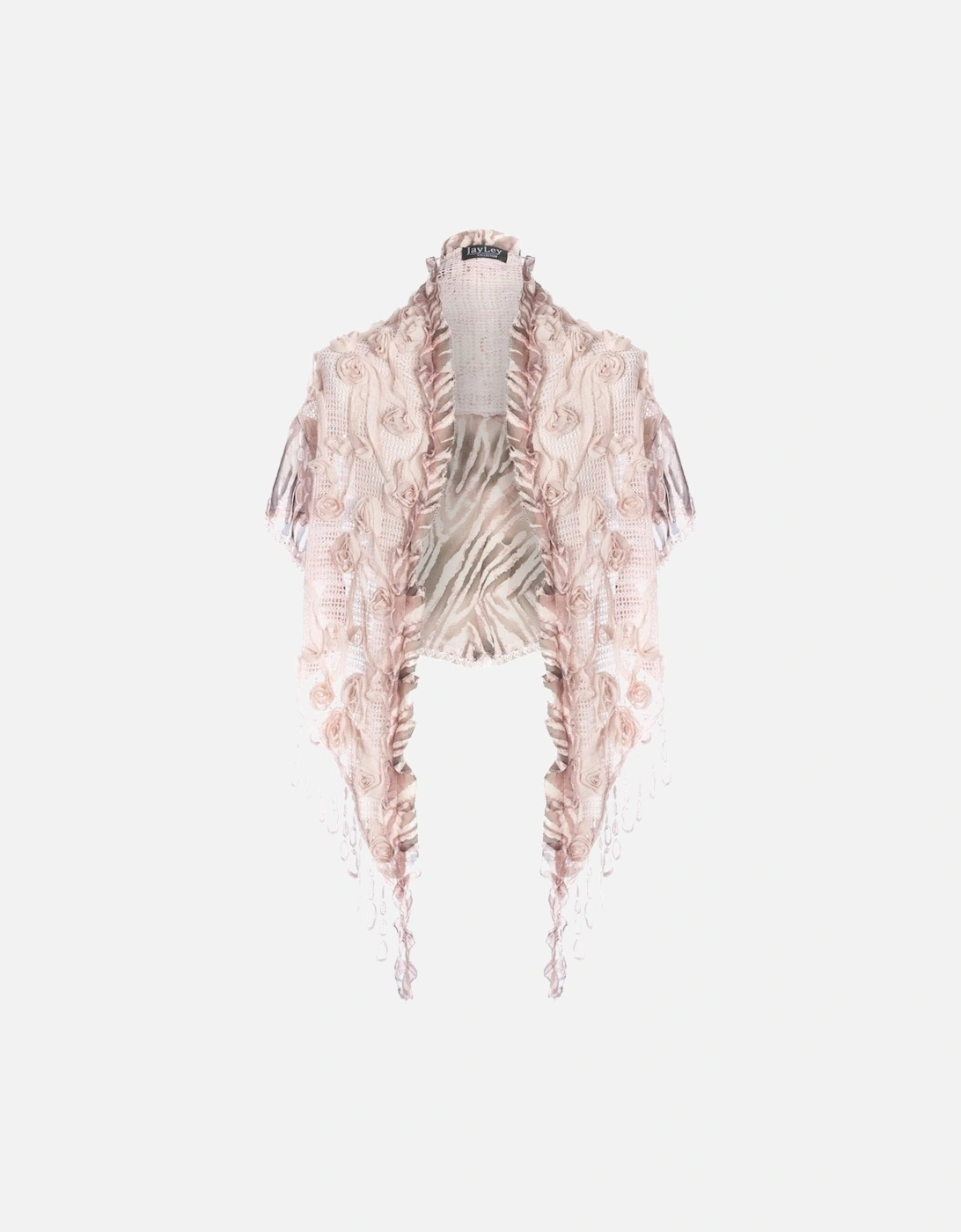 Pink Silk Chiffon and Vintage Inspired Lace Shawl, 2 of 1