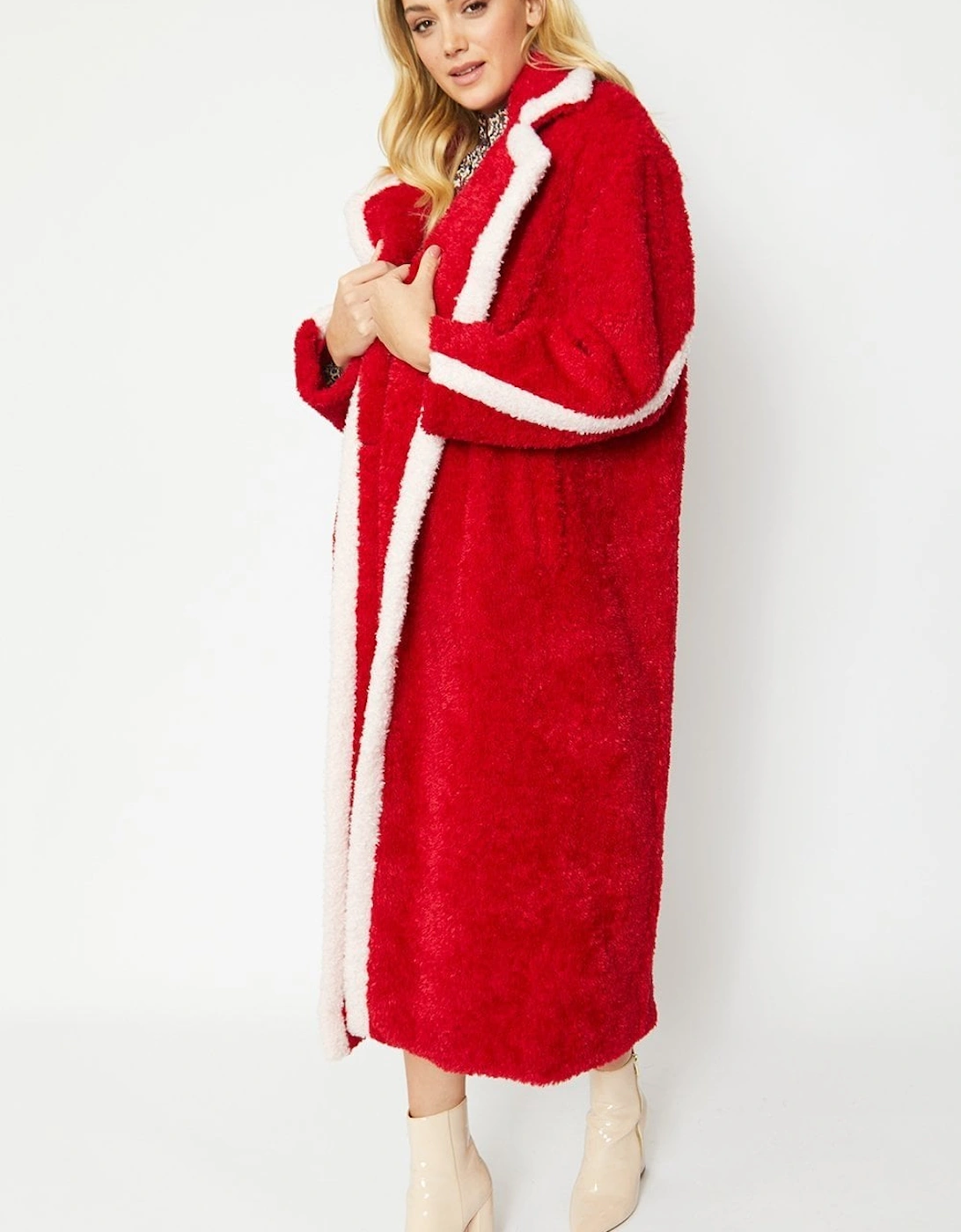 Red Faux Shearling Maxi Kate Oversized Coat