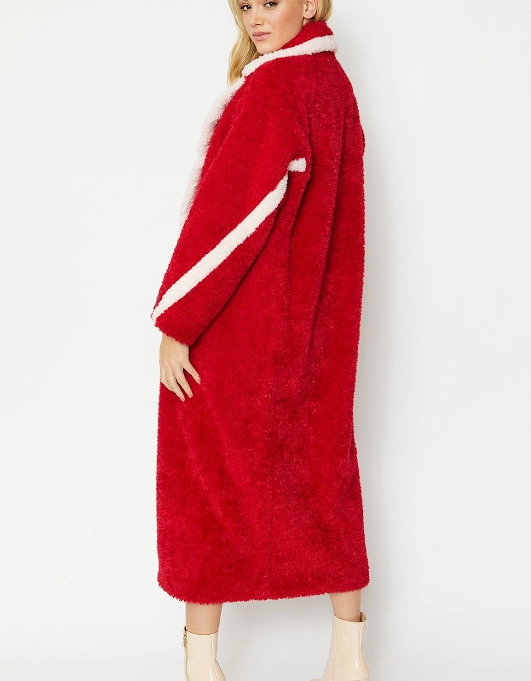 Red Faux Shearling Maxi Kate Oversized Coat