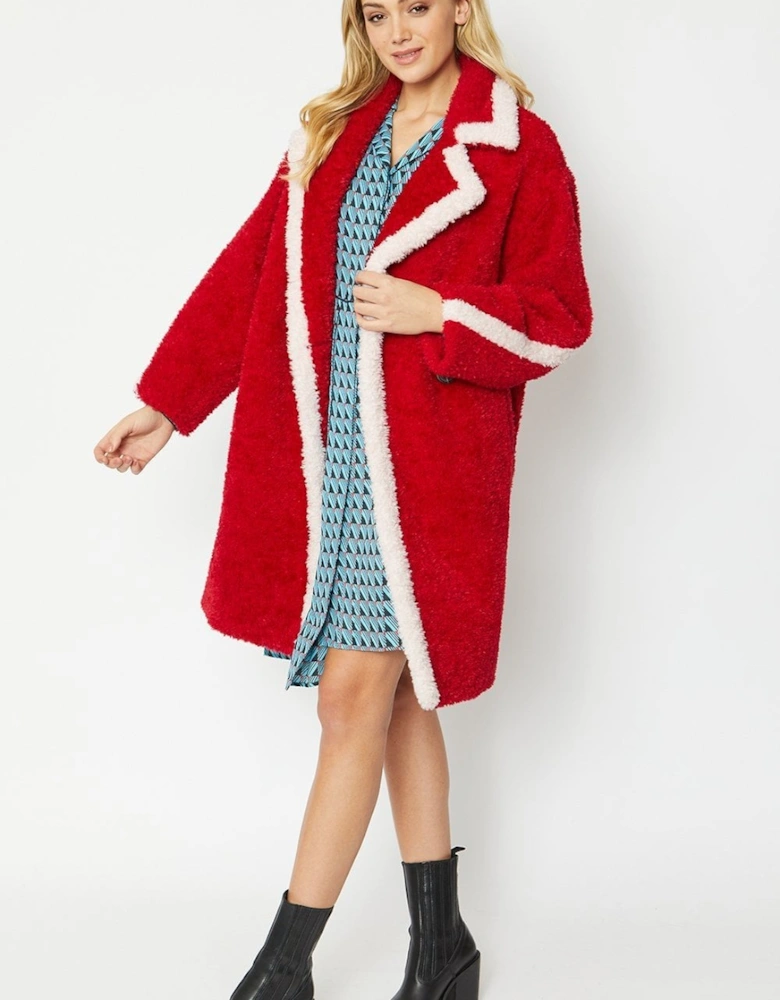 Red Faux Shearling Oversized Charlotte Coat