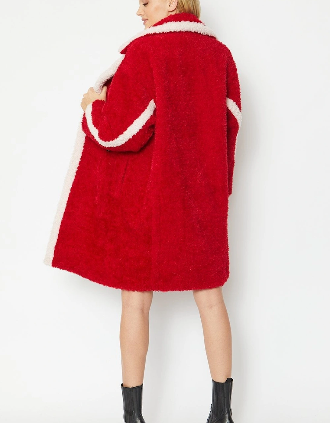 Red Faux Shearling Oversized Charlotte Coat