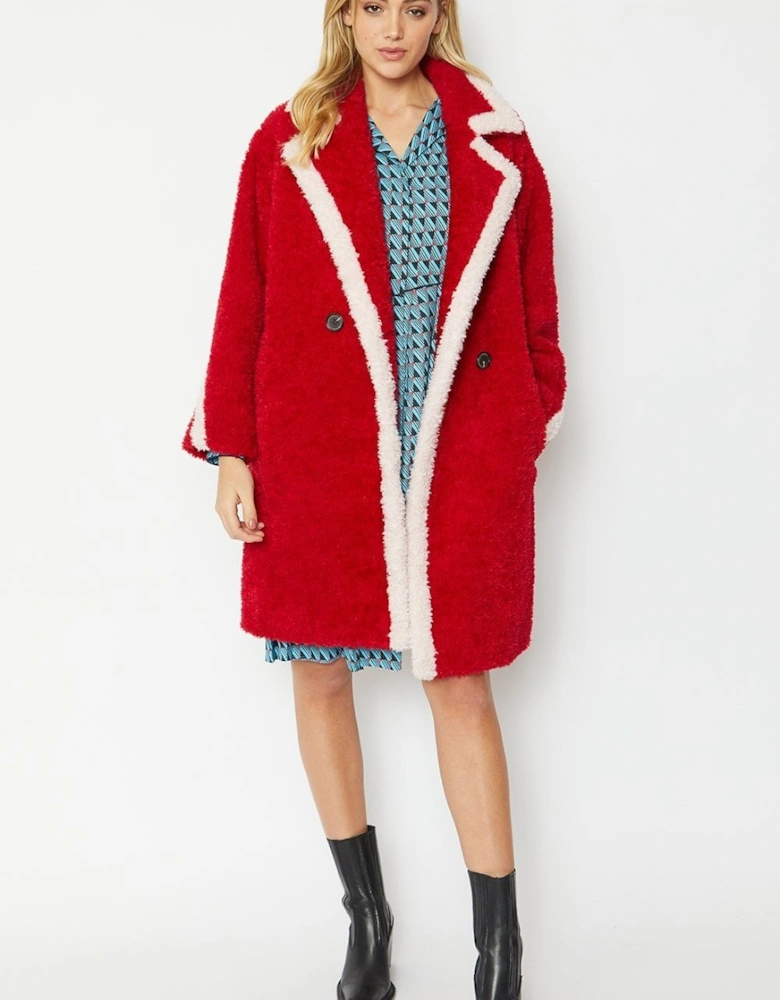 Red Faux Shearling Oversized Charlotte Coat