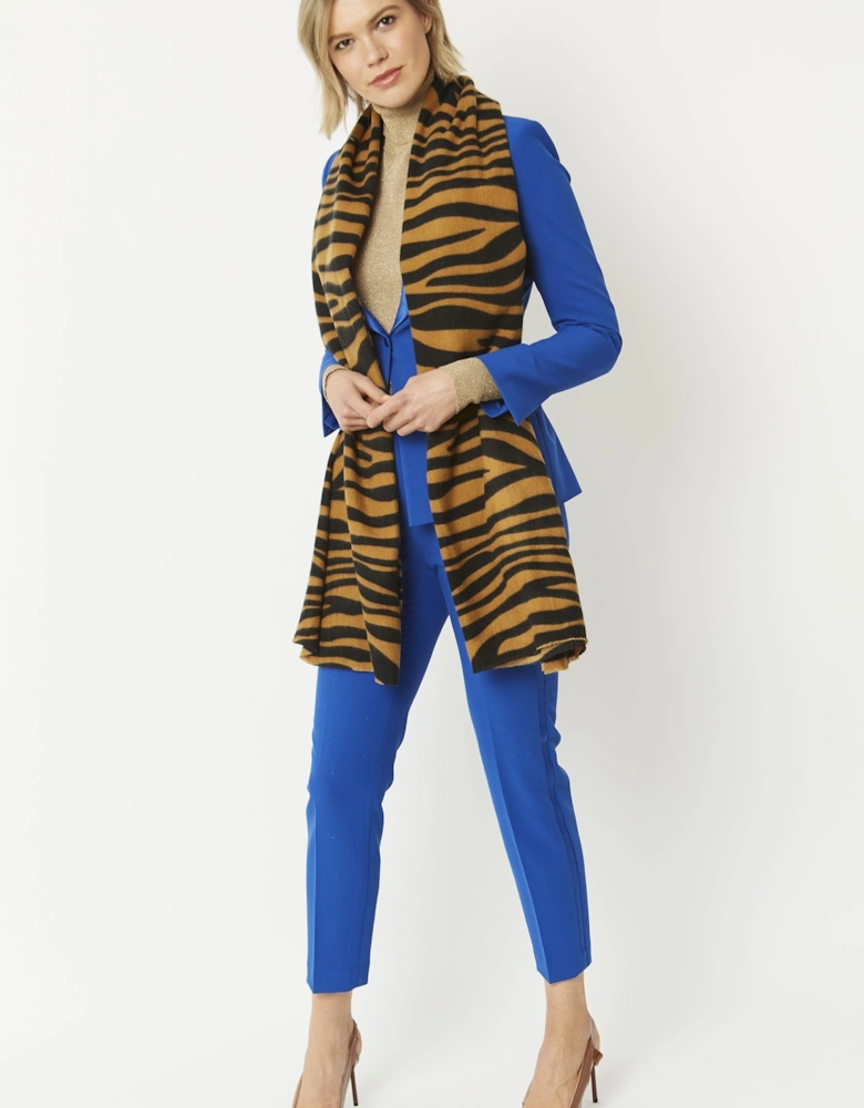 Animal Print Tiger Print Cashmere Blend Wrap