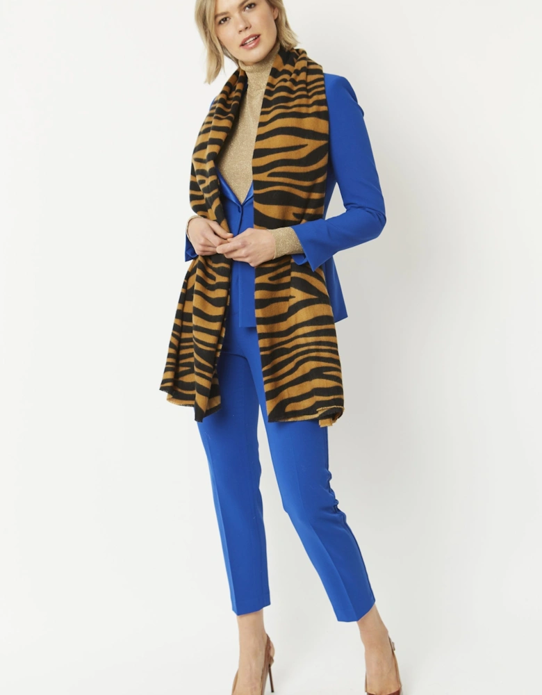 Animal Print Tiger Print Cashmere Blend Wrap