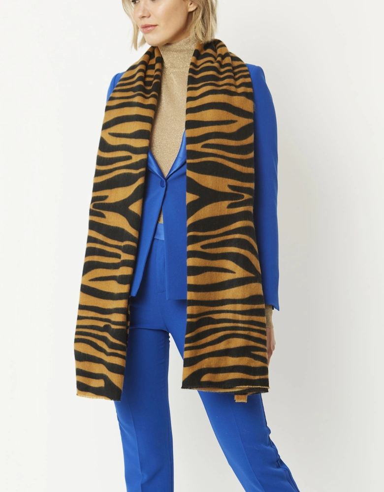 Animal Print Tiger Print Cashmere Blend Wrap