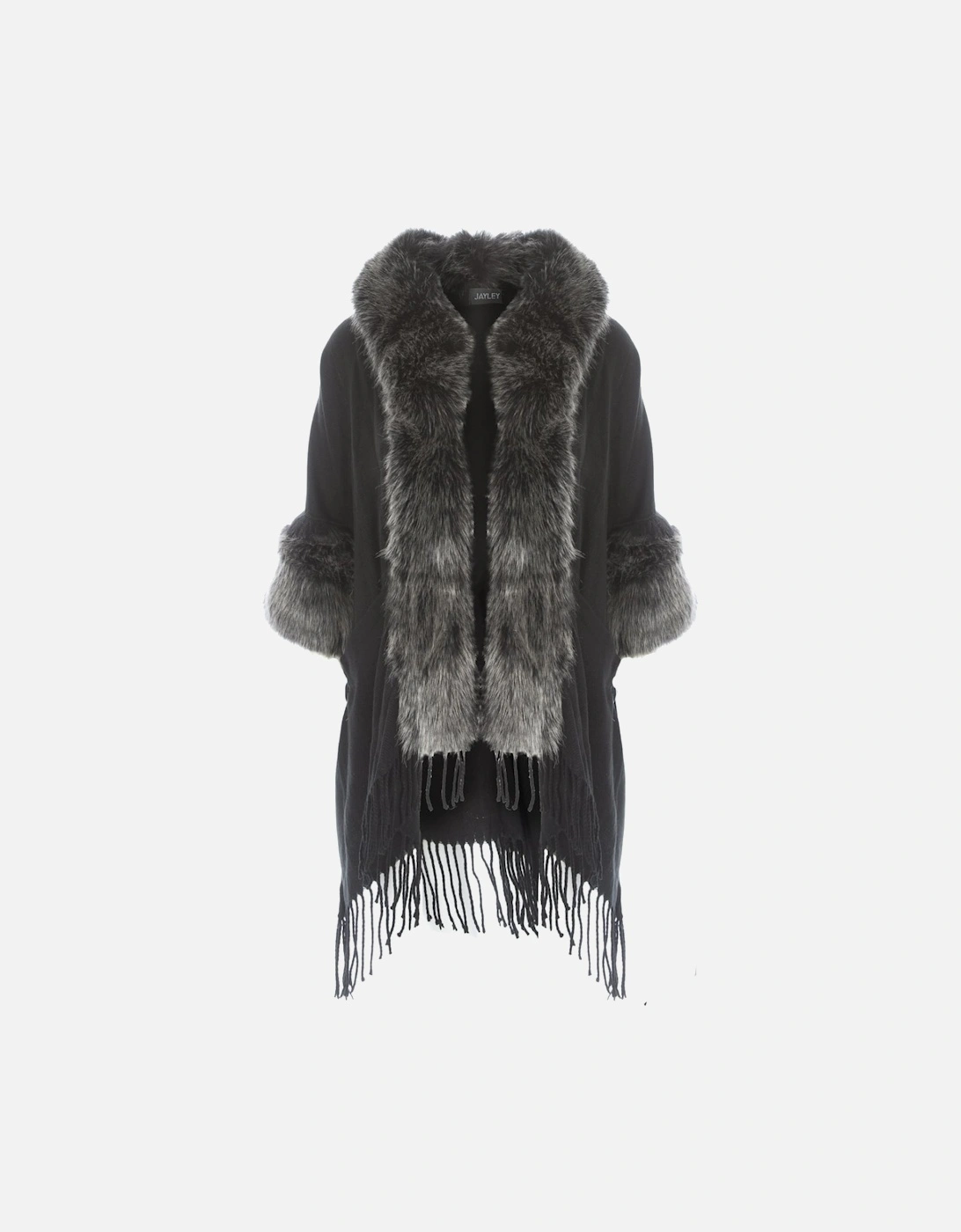 Black Cashmere Blend and Faux Fur Coat, 5 of 4