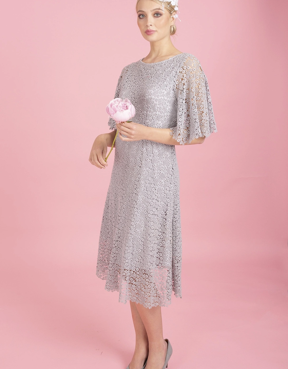 Grey Vintage Lace Dress