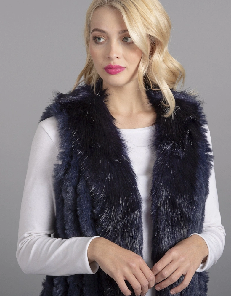 Blue Cashmere Blend Faux Fur Gilet