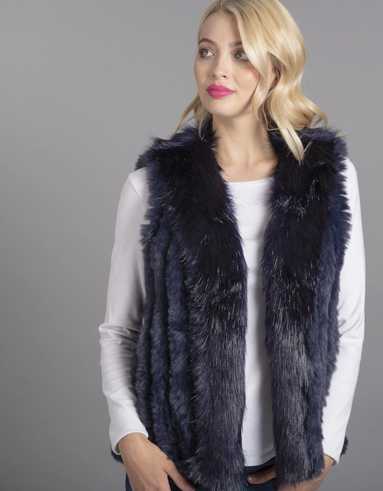 Blue Cashmere Blend Faux Fur Gilet