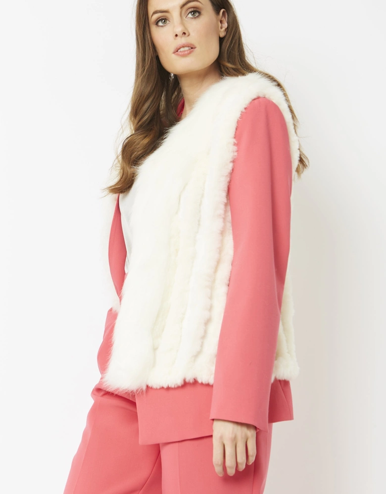 Cream Cashmere Blend Faux Fur Gilet