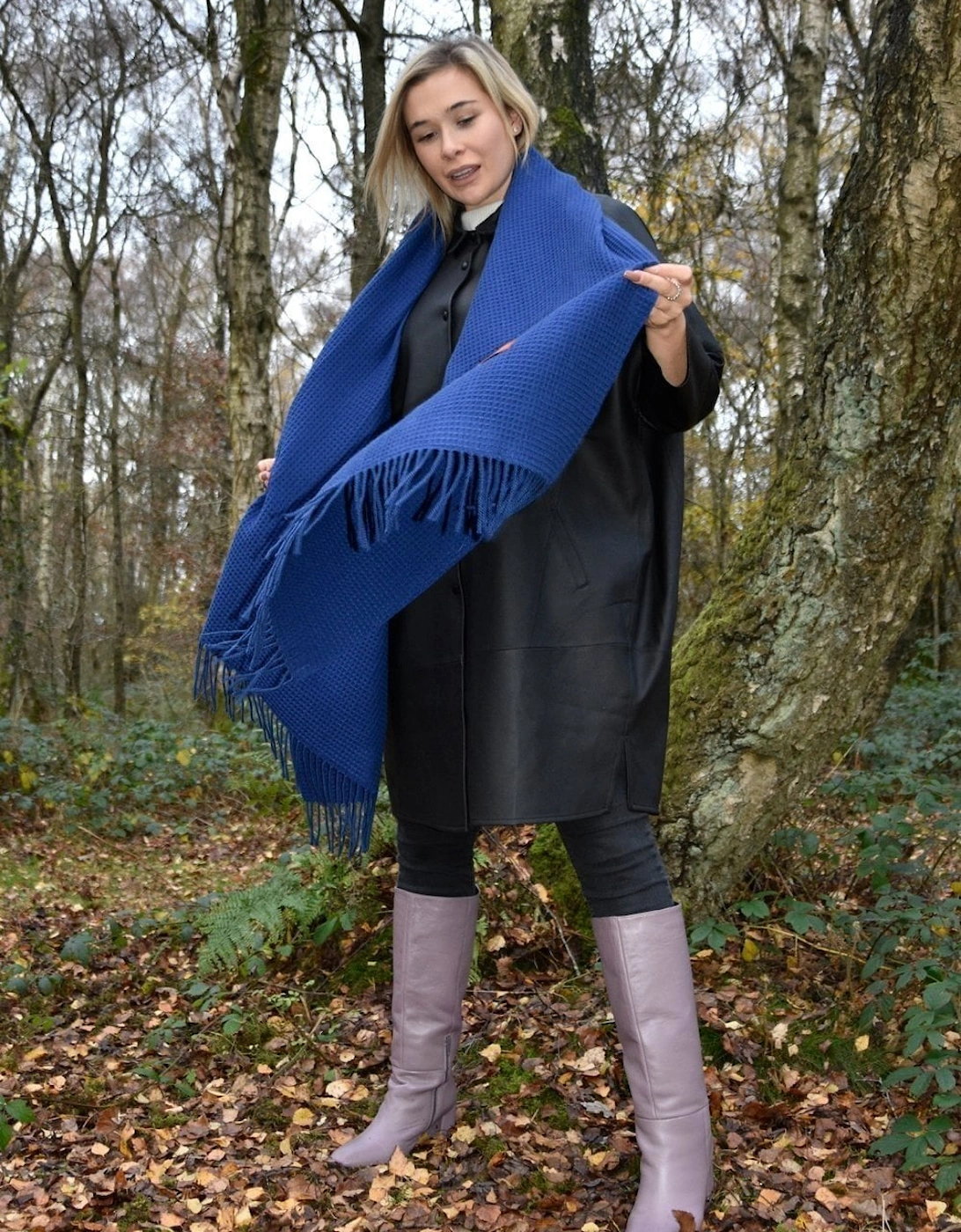 Blue Cashmere & Silk Blend Wrap, 2 of 1