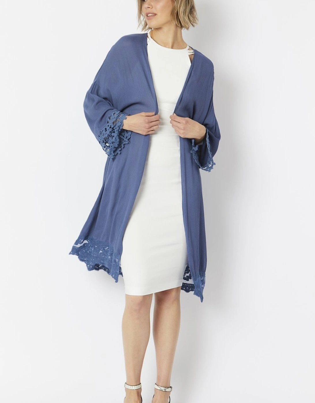 Blue Cotton Blend Kimono