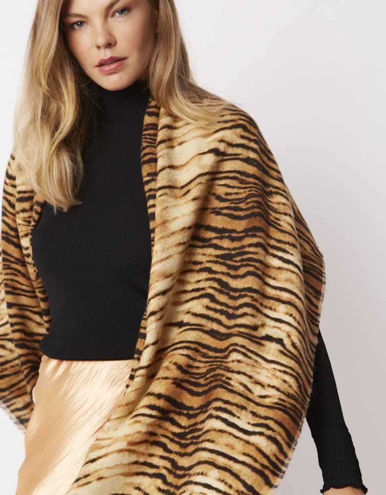 Animal Print Cashmere & Silk Blend Wrap in Animal Print Design