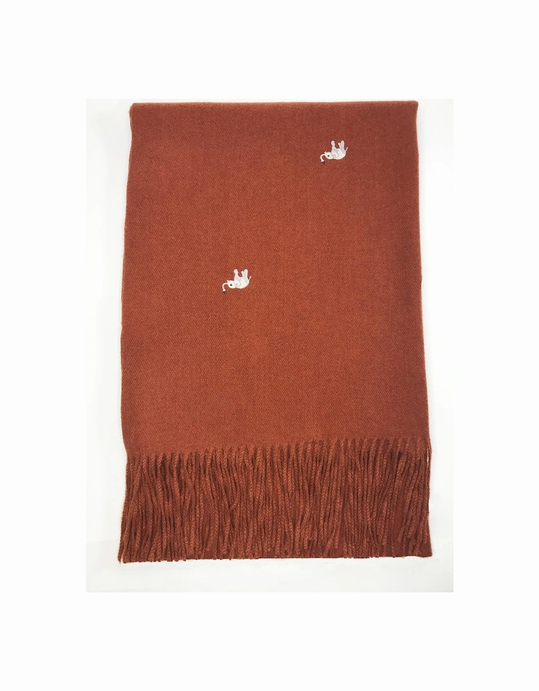 Chocolate Cashmere Blend Wrap with Elephant Embroidery