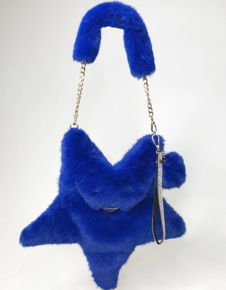 Blue Faux Fur Star Shaped Bag