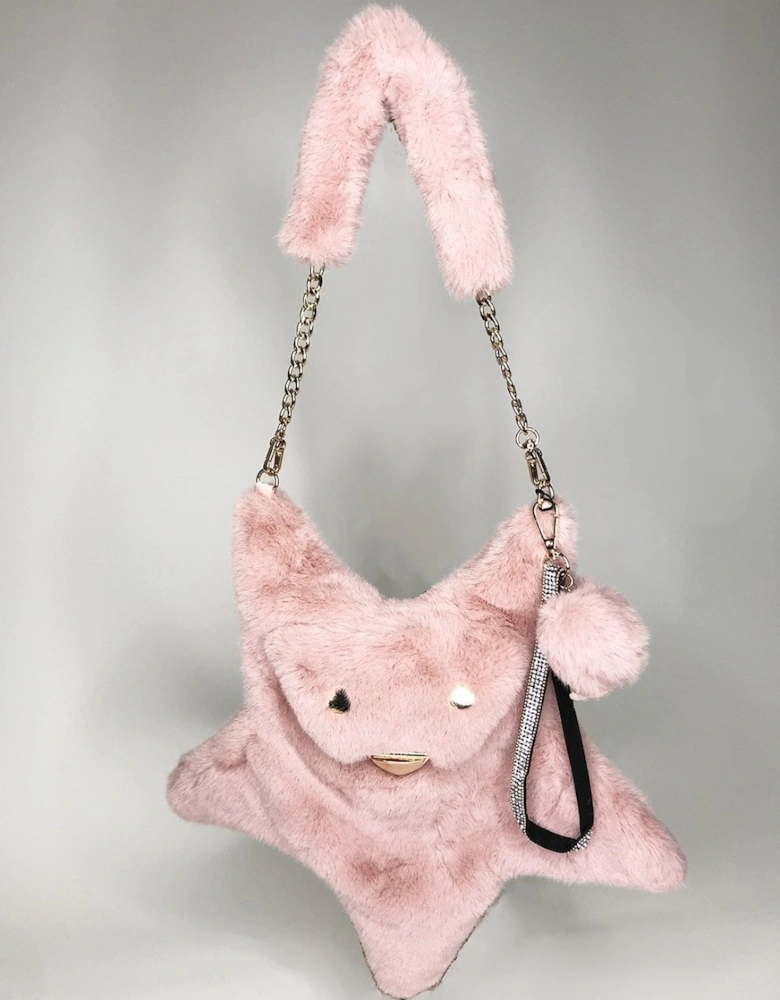 Pink Faux Fur Star Shaped Bag