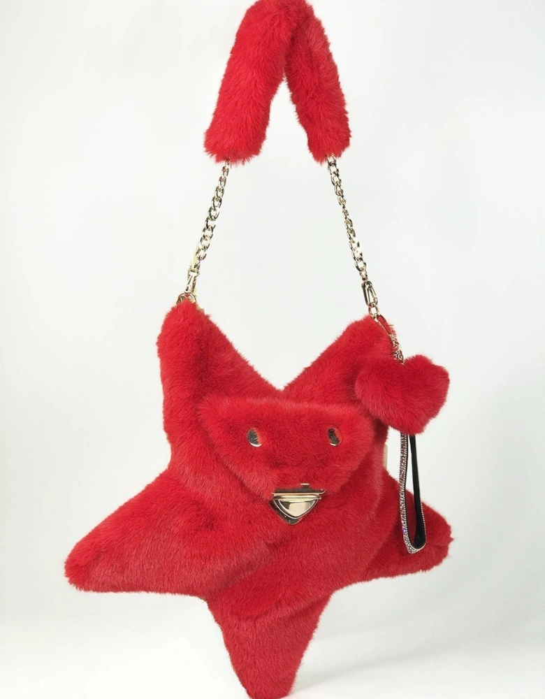 Red Faux Fur Star Shaped Bag