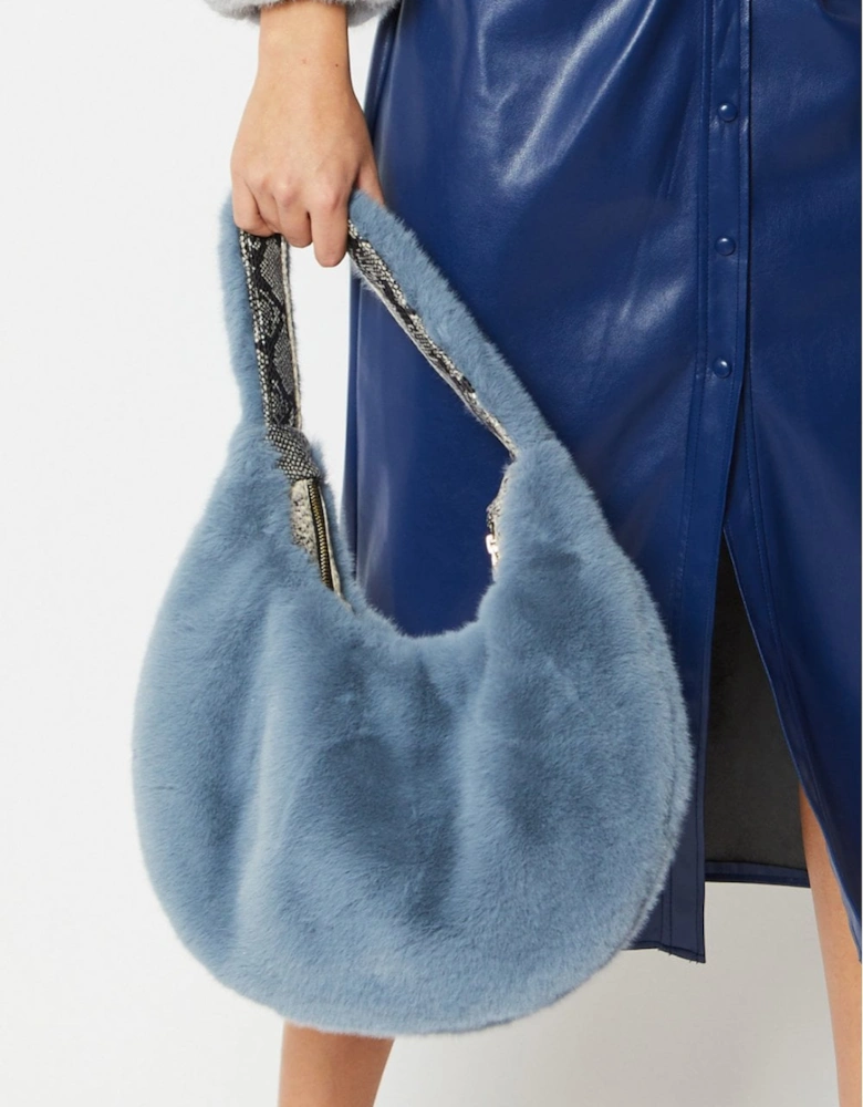 Blue Faux Fur Bag