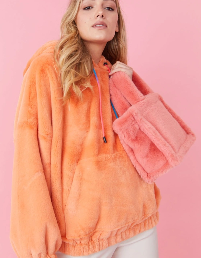 Orange Faux Fur Hoodie