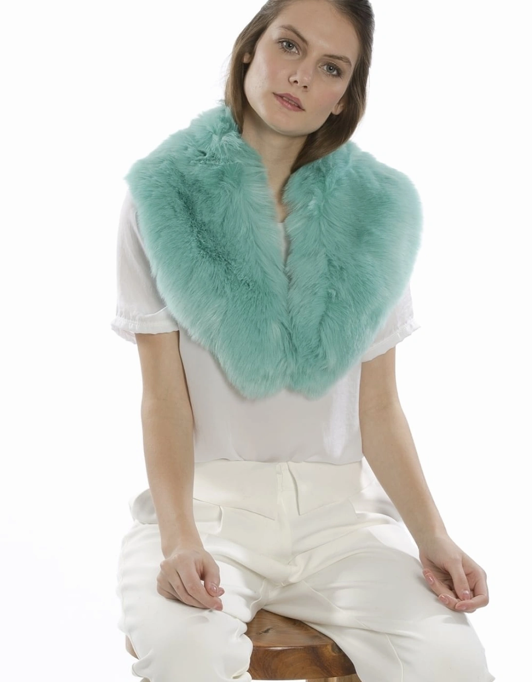 Teal Faux Fur Collar