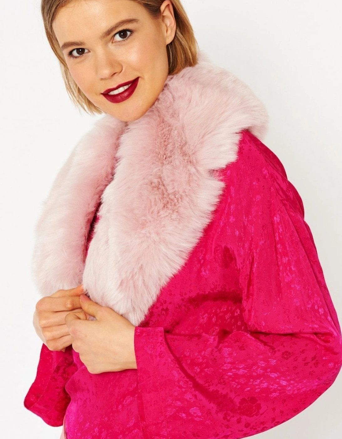 Pink Faux Fur Collar