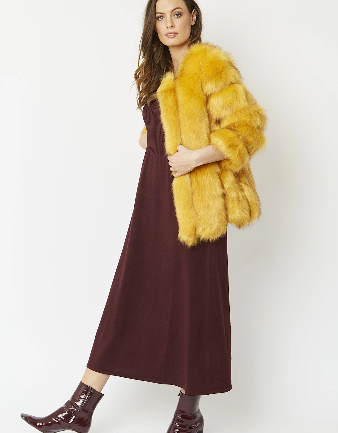 Yellow Faux Fur Coat