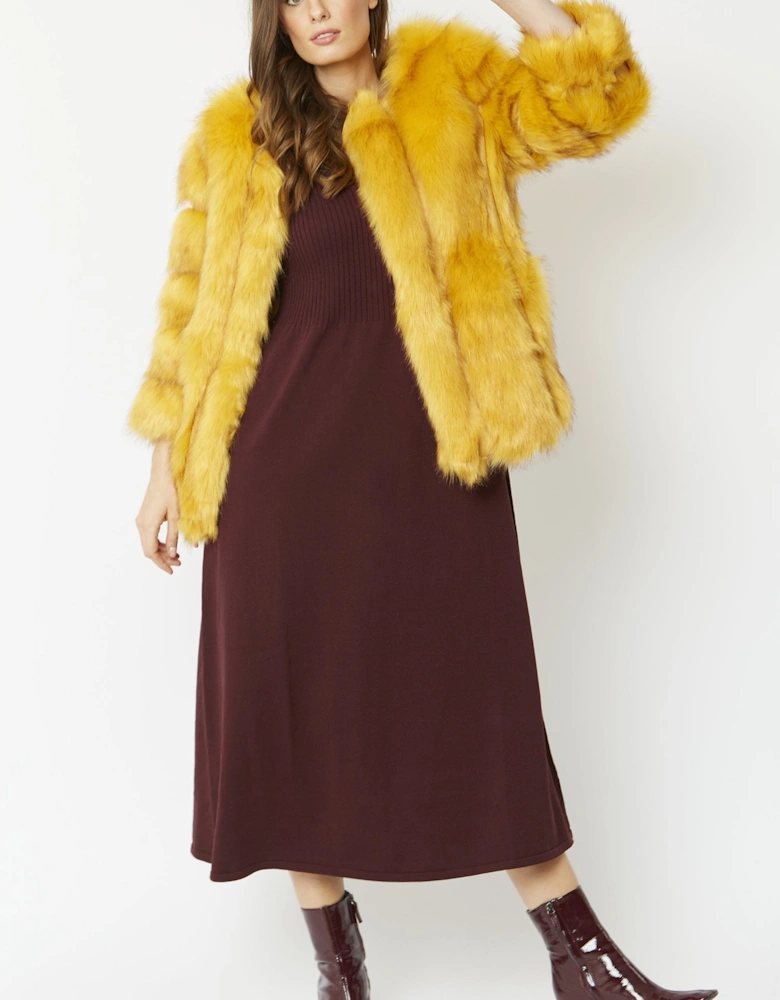 Yellow Faux Fur Coat