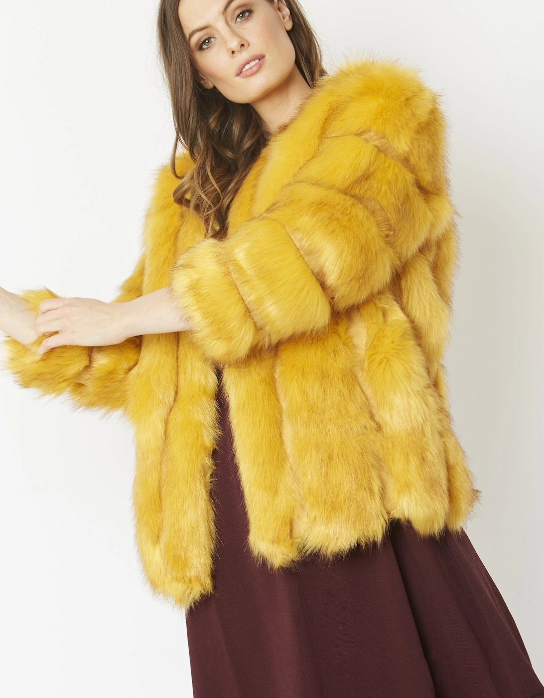 Yellow Faux Fur Coat