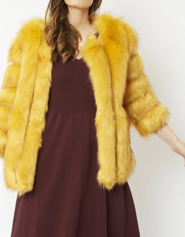 Yellow Faux Fur Coat