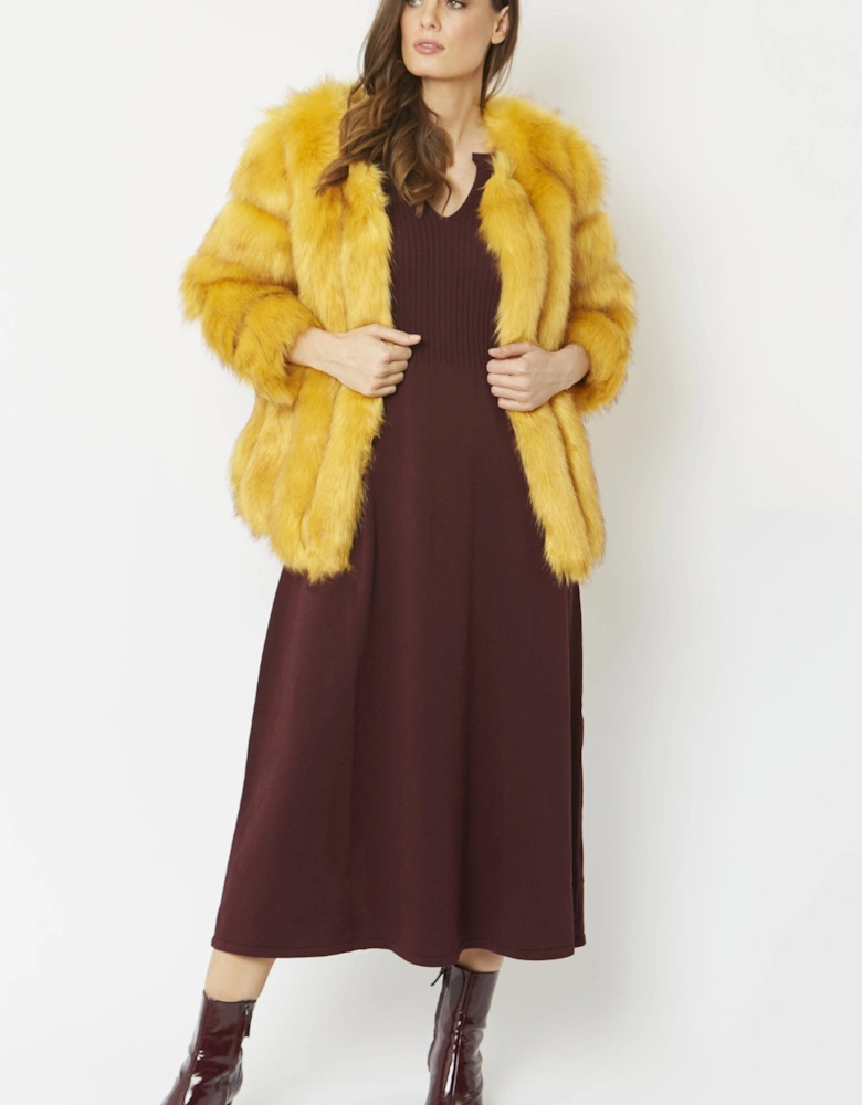 Yellow Faux Fur Coat