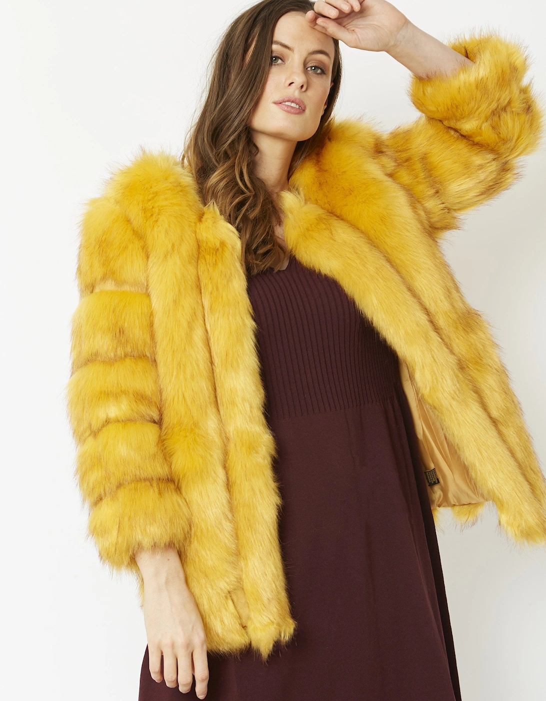 Yellow Faux Fur Coat