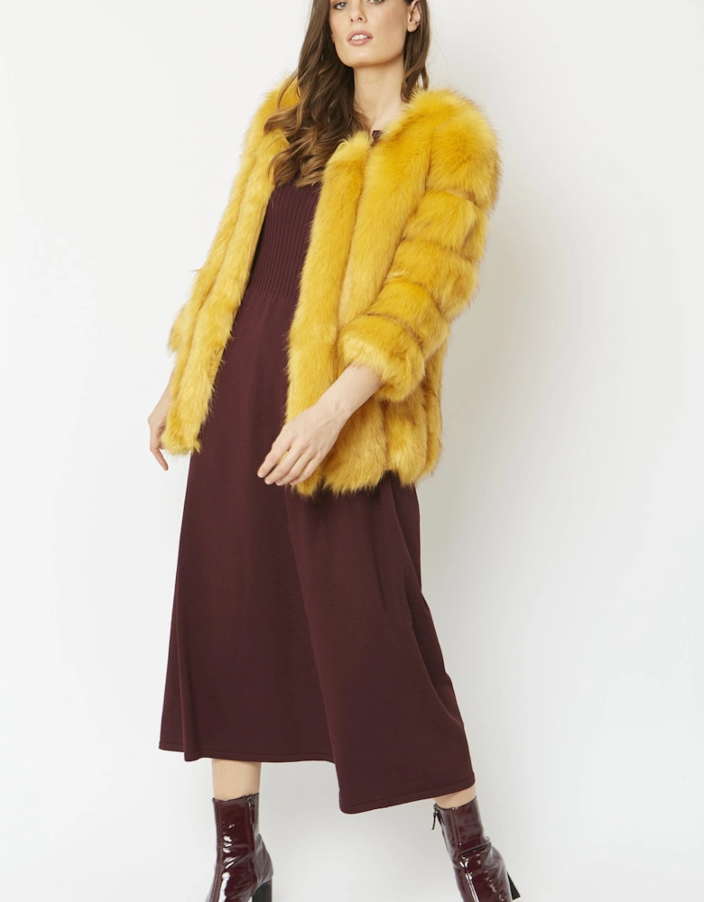 Yellow Faux Fur Coat