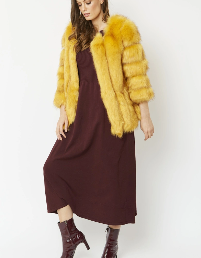 Yellow Faux Fur Coat