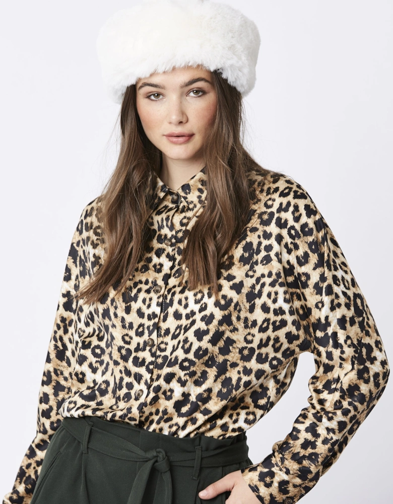 Cream Faux Fur and Faux Suede Pom Hat