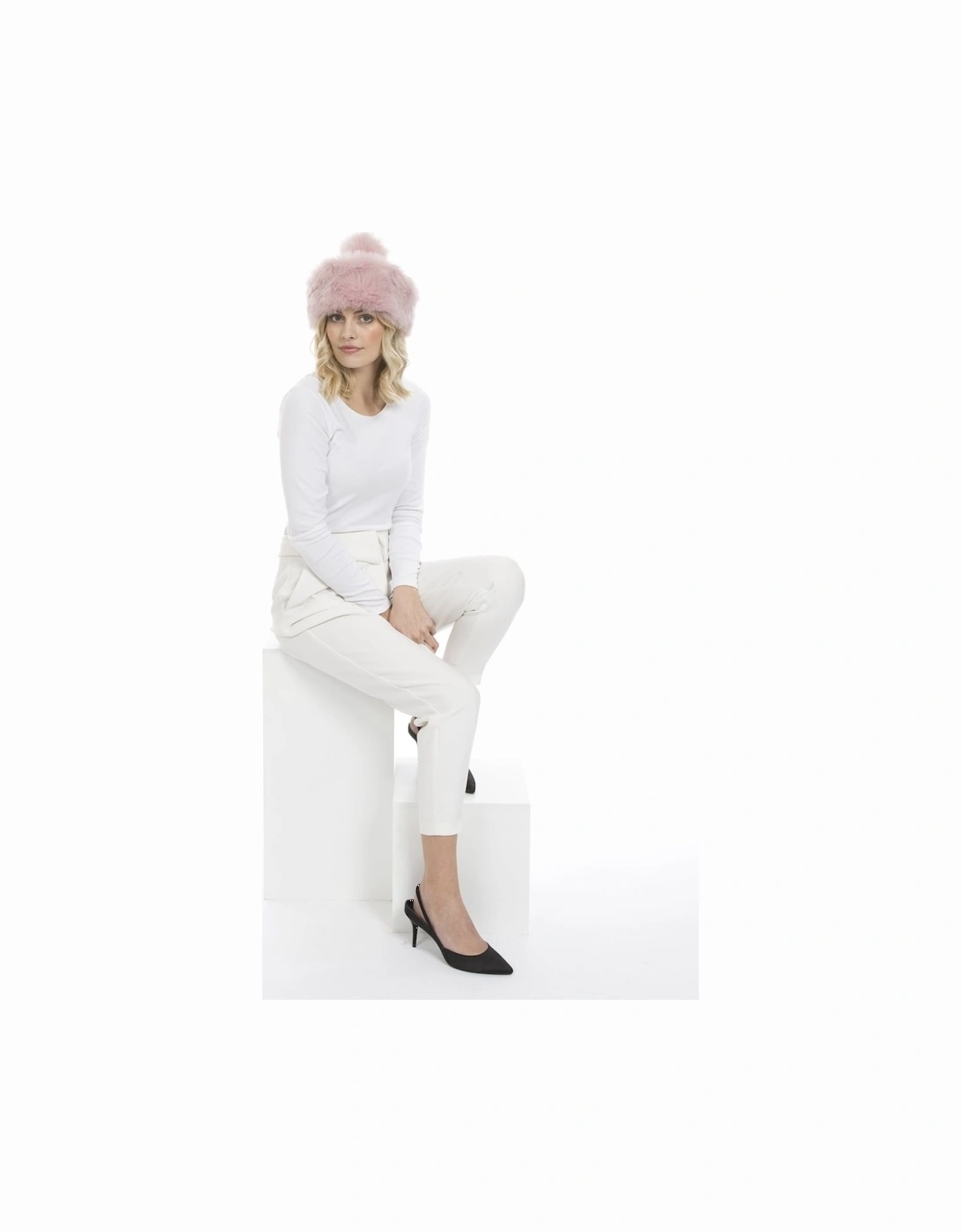 Pink Faux Fur and Faux Suede Pom Hat, 2 of 1