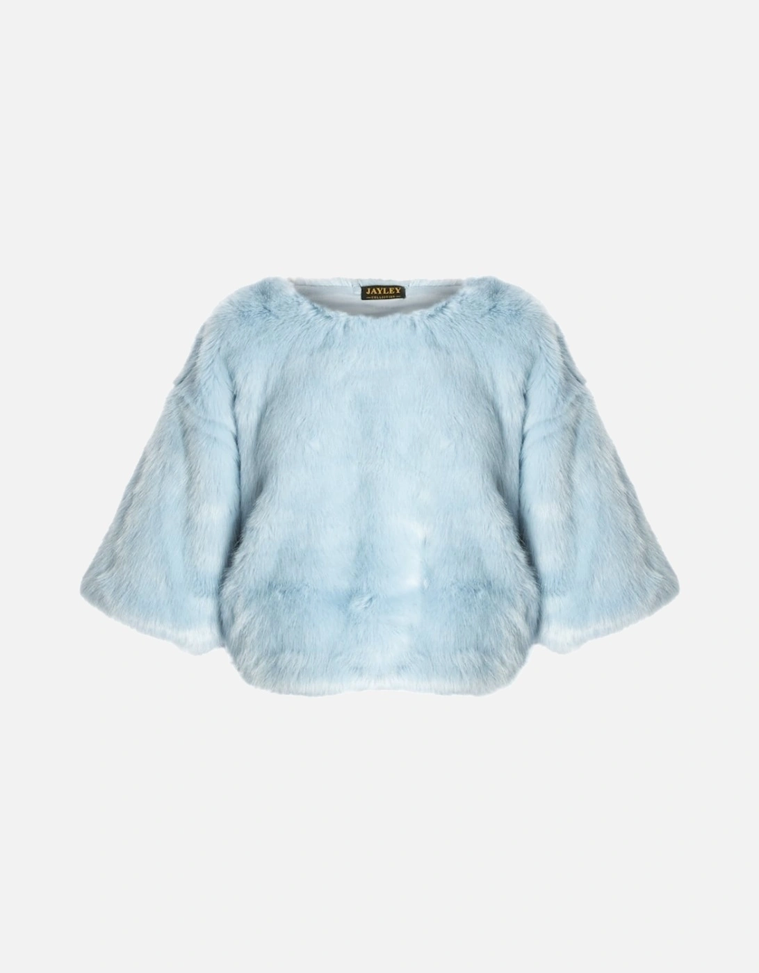 Blue Faux Fur Cropped Sleeve Jumper, 4 of 3