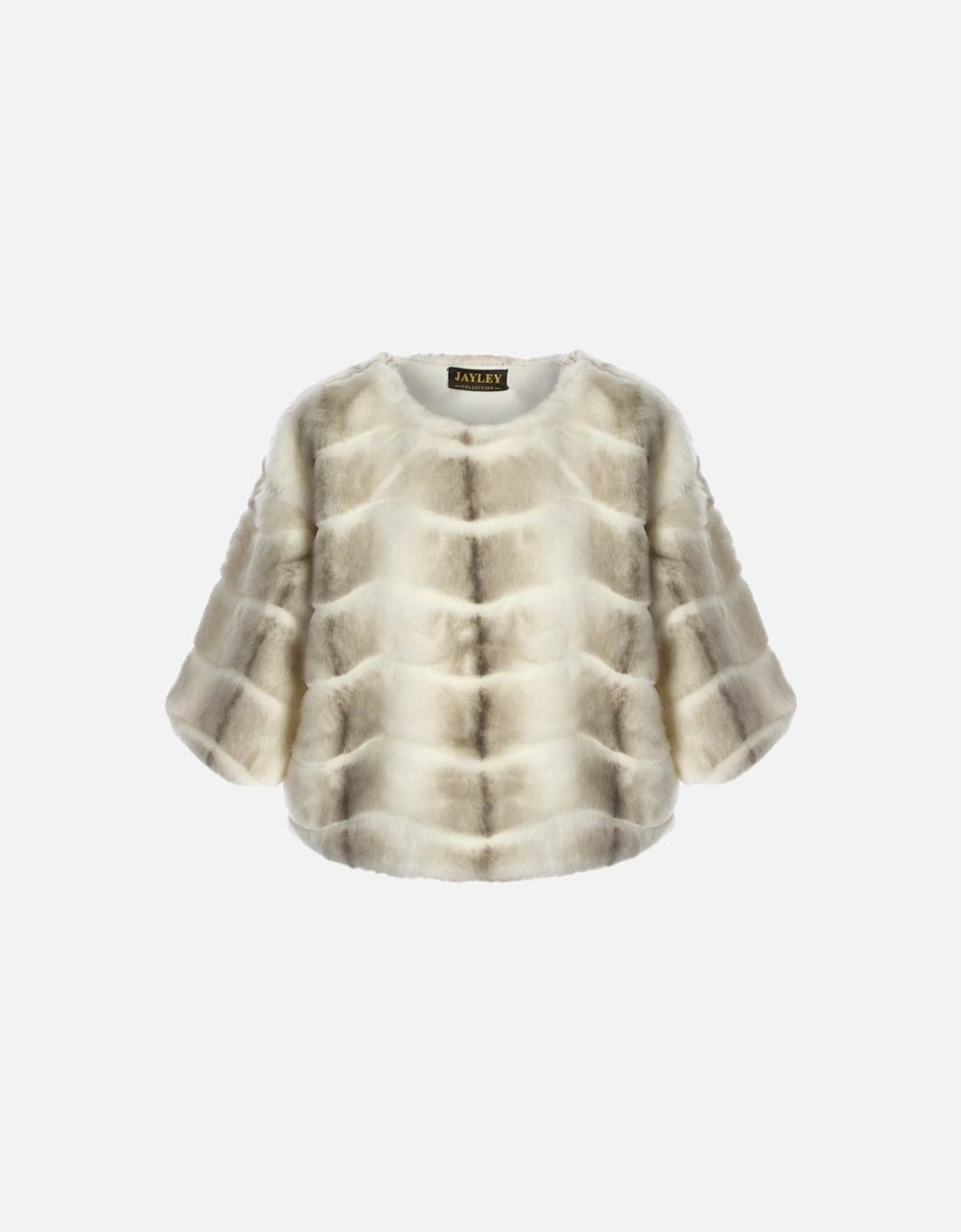 Grey Faux Fur Cropped Sleeve Jumper, 5 of 4