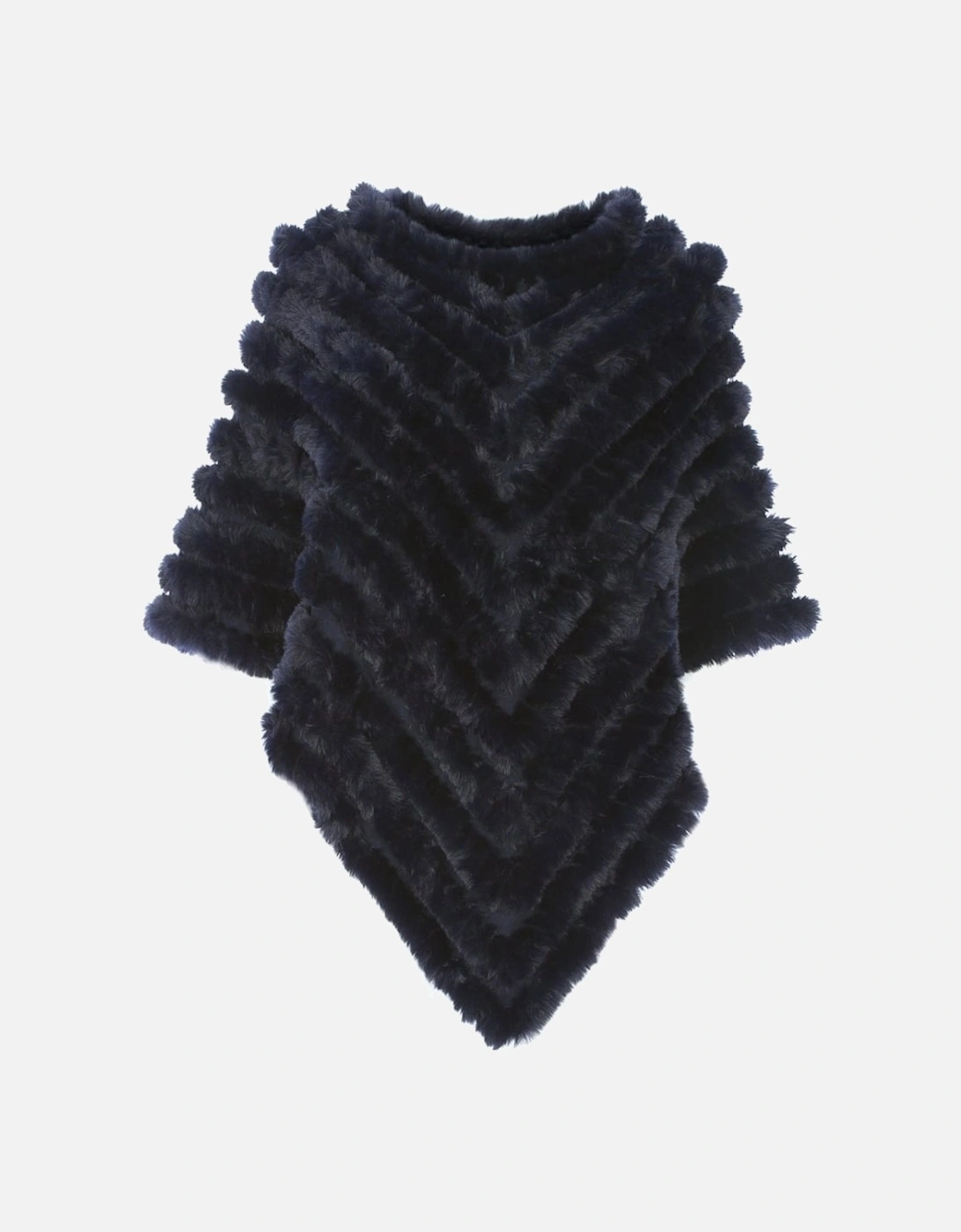 Blue Cashmere Blend Faux Fur Poncho